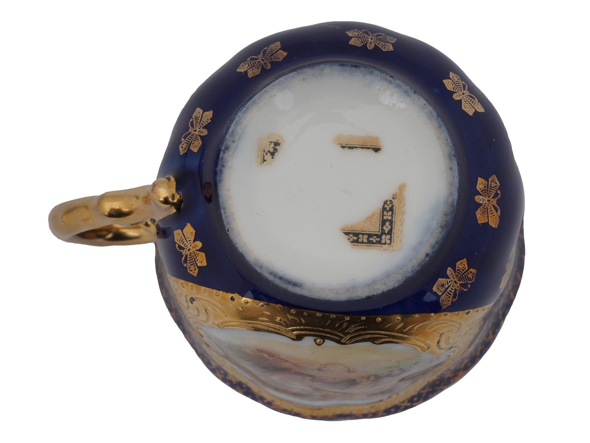 NEOCLASSICAL GILT PORCELAIN TEA MUSTACHE CUP WITH SAUCER PIC-7